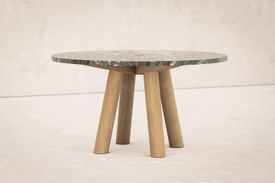Round Column Dining Table with Stone Top