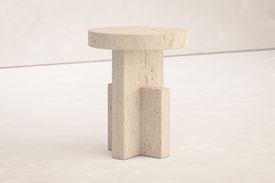 Planar Side Table in Travertine