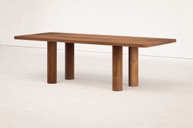 Wood Column Dining Table with 4 Centered Legs