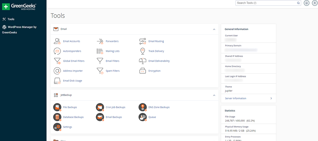 GreenGeeks cPanel