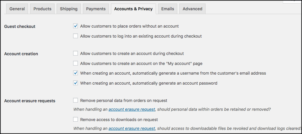 Guest checkout and accounts