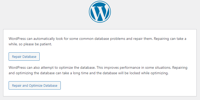 wordpress repair database